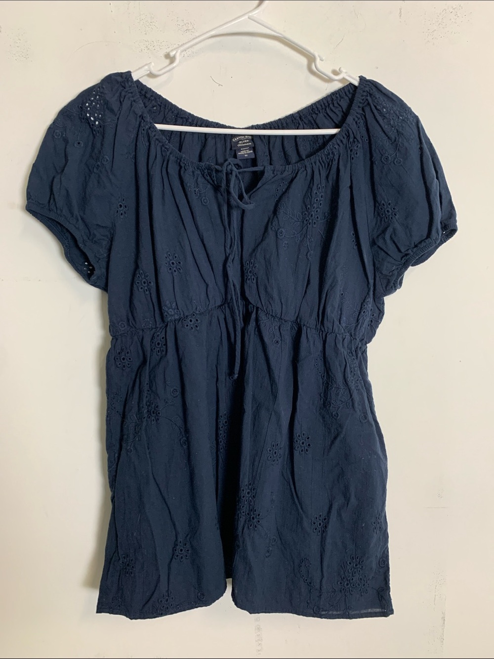 Canyon River Blues Navy Eyelet Peasant Tunic